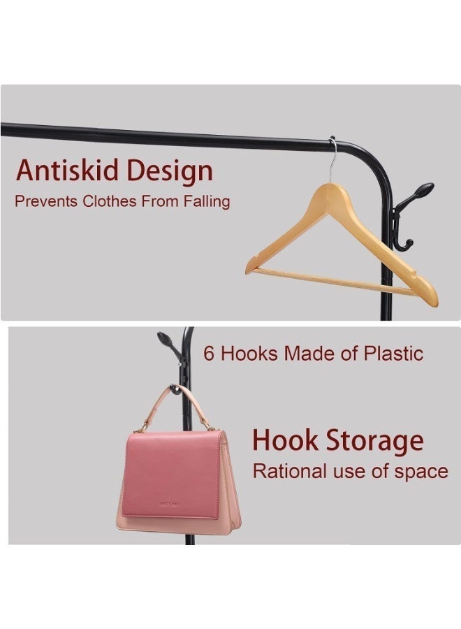 رف تعليق ملابس متعدد الاستخدامات ، أبعاد 150 × 110 × 45 سم، مجهز بعجلات، يوفر مساحة تخزين للأحذية والمحاور - Image 2